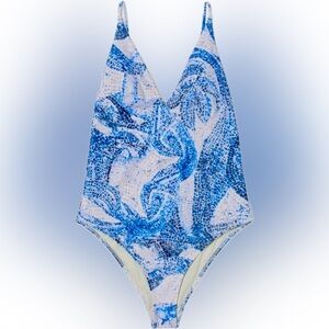 NWT H&M One Piece Patterned Mosaic V-neck Bathing Suit Limited Edition size XXS